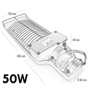 Faro armatura stradale LED lampione esterno proiettore luci strada viale sentiero parco 230V luce 6500K potenza 50W