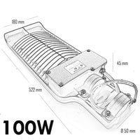Faro armatura stradale LED lampione esterno proiettore luci strada viale sentiero parco 230V luce 6500K potenza 100W