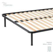 Rete in Ferro con 4 Piedi e 13 Doghe in Legno cm Letto 120x190 H35 x materasso Una Piazza e mezza 