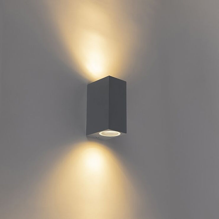 Applique LED nero rettangolare doppio GU10 lampada doppia emissione luce parete giardino ingresso IP65 COLORE NERO