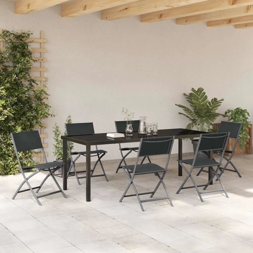 Set da Pranzo per Giardino 7 pcs Nero 3379378