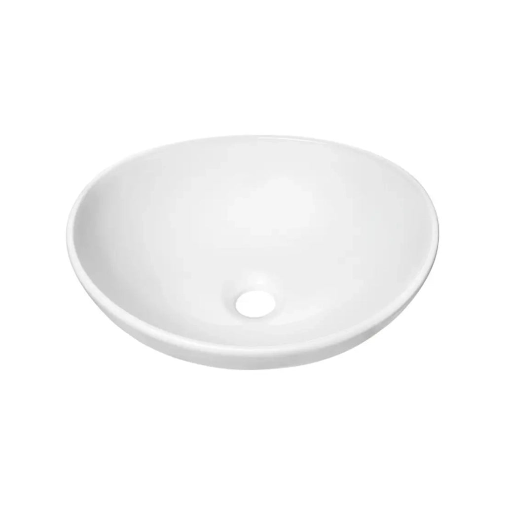 Lavabo ovale da appoggio 40,5x33 cm bianco lucido con piletta click clack
