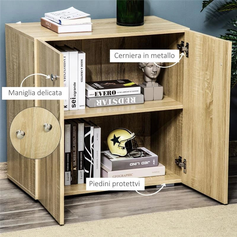 MOBILETTO MULTIUSO A 2 ANTE 70X39X70CM COLOR LEGNO NATURALE