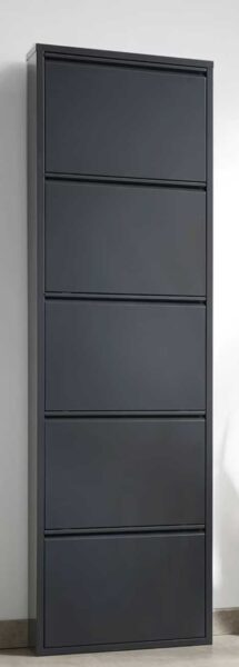 Scarpiera metallo verniciato 5 ante nero opaco