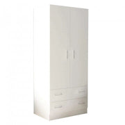 Armadio Bianco con 2 Ante e Due Cassetti POP, cm 80x52x180