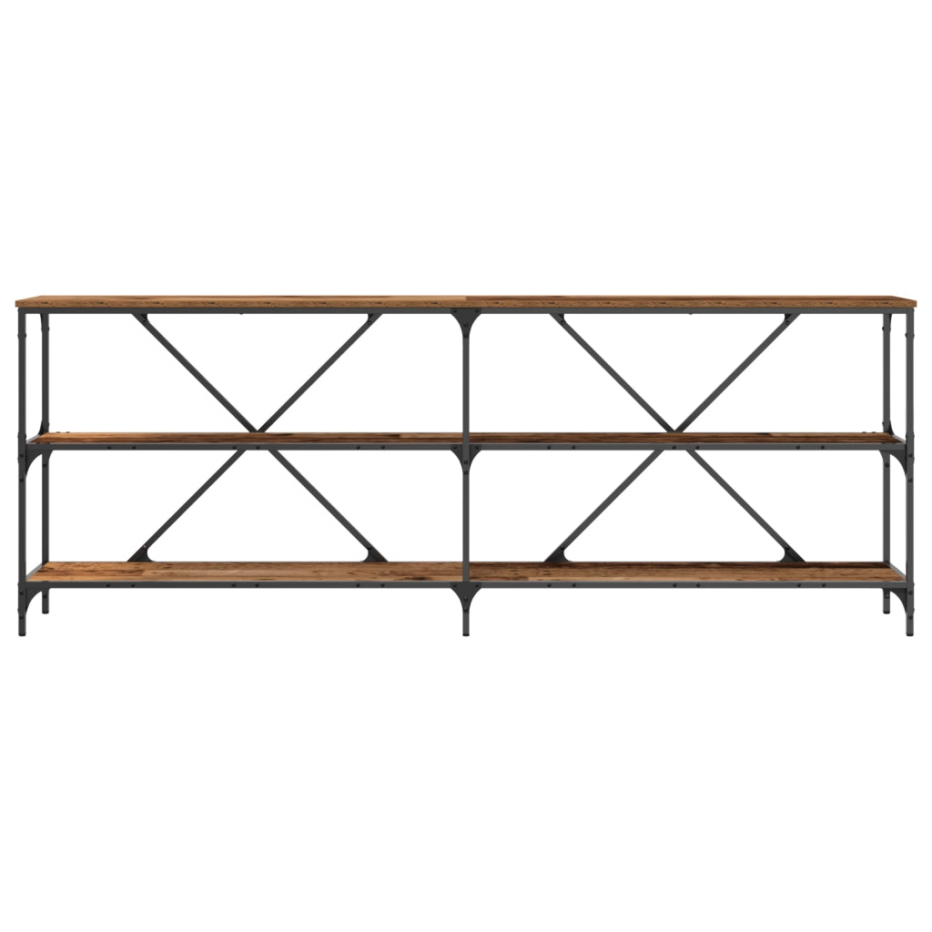 Tavolo Consolle Legno Vecchio 200x30x75 cm Legno Ingegnerizzato e Acciaio