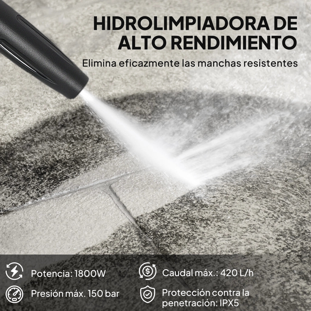 Idropulitrice Alta Pressione 1800W ¨C Xylo ¨C Angolo Regolabile con Stop Automatico 30x27,5x76cm Rosso Nero
