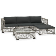 Set di mobili da giardino mobili da esterno 5 pezzi con cuscini resina intrecciata grigia 02_0016431