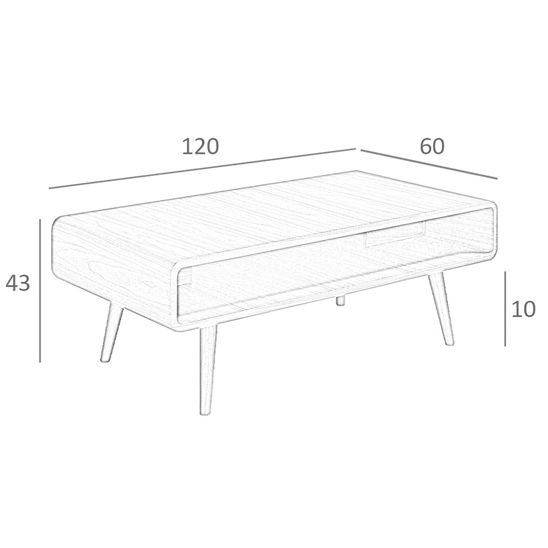 Tavolino rettangolare in noce