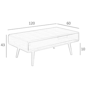Tavolino rettangolare in noce