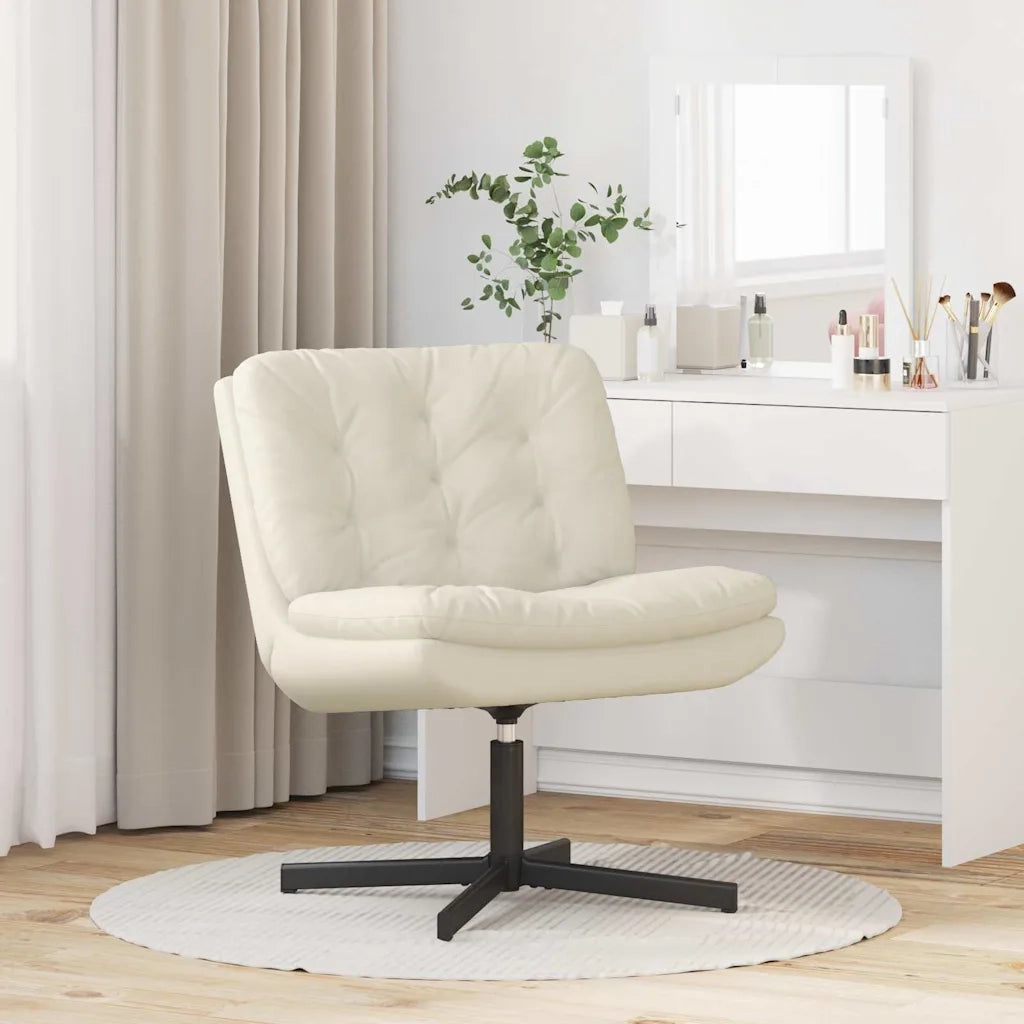 vidaXL Poltrona Relax con Base Girevole Crema 63 x 75 x 76 cm Velluto