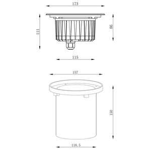 Faretto calpestabile LED 10W ottica asimmetrica segnapassi IP67 incasso 15cm luci giardino facciate piante alberi 230V