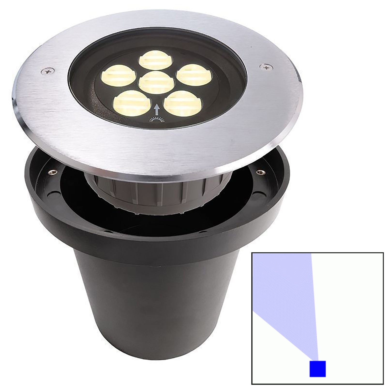 Faretto calpestabile LED 10W ottica asimmetrica segnapassi IP67 incasso 15cm luci giardino facciate piante alberi 230V