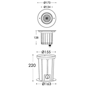 SOFT Faretto calpestabile CARRABILE IP67 LED 12W luce SPOT 30 gradi segnapassi incasso 15cm tondo giardino facciate 230V