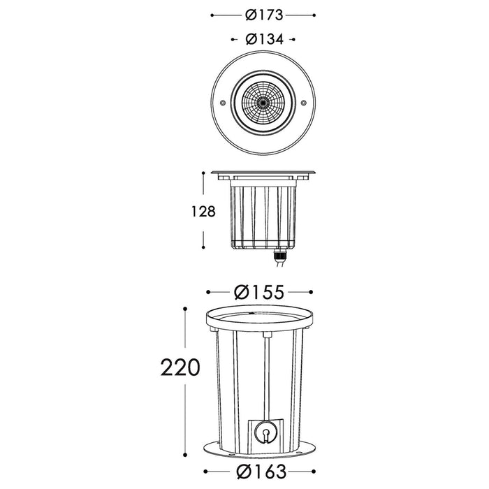 SOFT Faretto calpestabile CARRABILE IP67 LED 12W luce SPOT 30 gradi segnapassi incasso 15cm tondo giardino facciate 230V