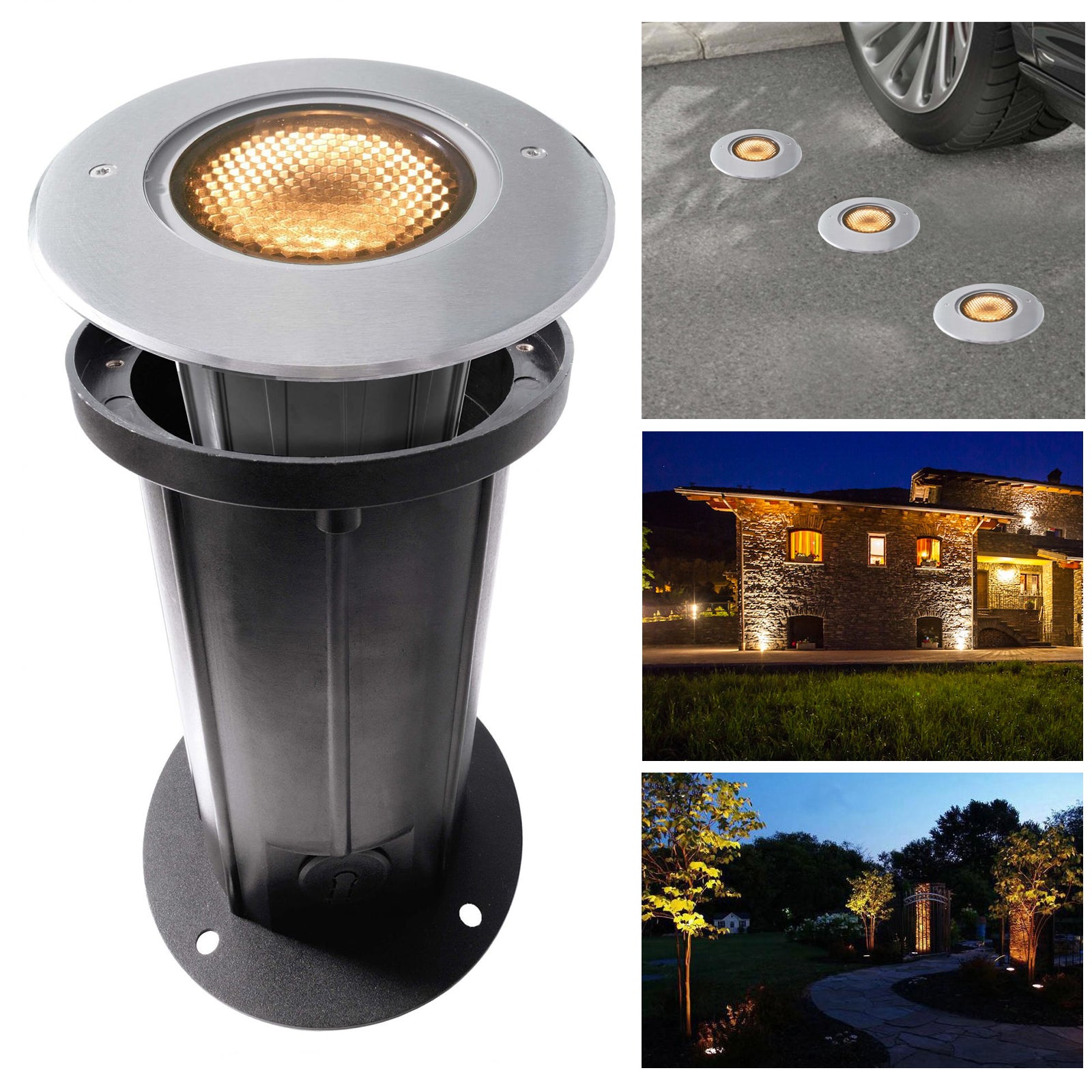SOFT Faretto calpestabile CARRABILE IP67 LED 12W luce SPOT 30 gradi segnapassi incasso 15cm tondo giardino facciate 230V