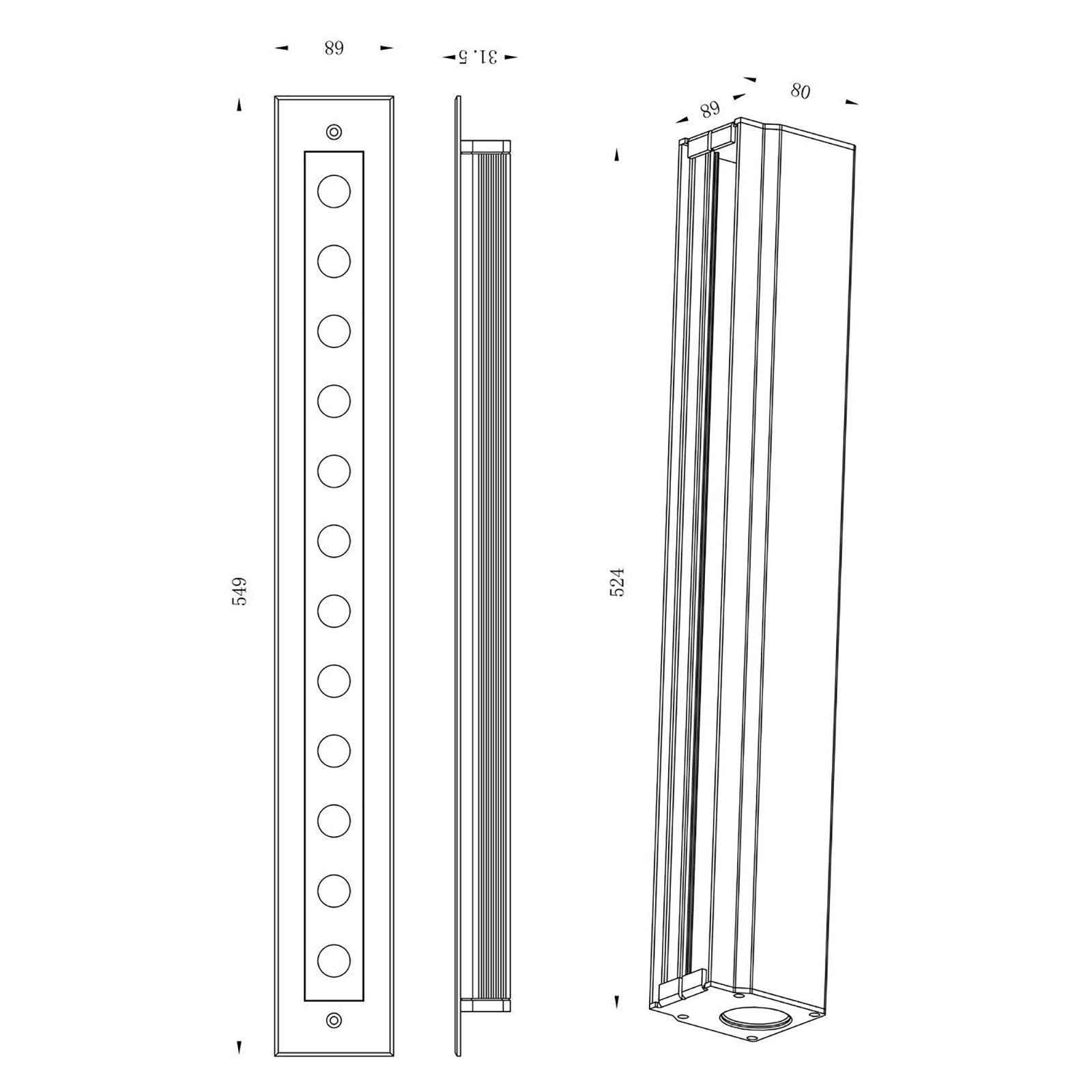 LINE V faretto LED 16W barra lineare 50cm segnapassi IP67 calpestabile CARRABILE luce incasso pavimento cemento 230V