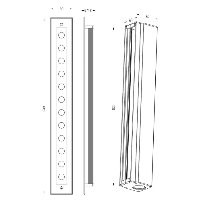 LINE V faretto LED 16W barra lineare 50cm segnapassi IP67 calpestabile CARRABILE luce incasso pavimento cemento 230V