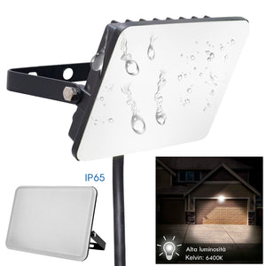 Faro LED slim faretto orientabile staffa IP65 diffusore opaco luce giardino negozio cancello tabelle insegne 30W