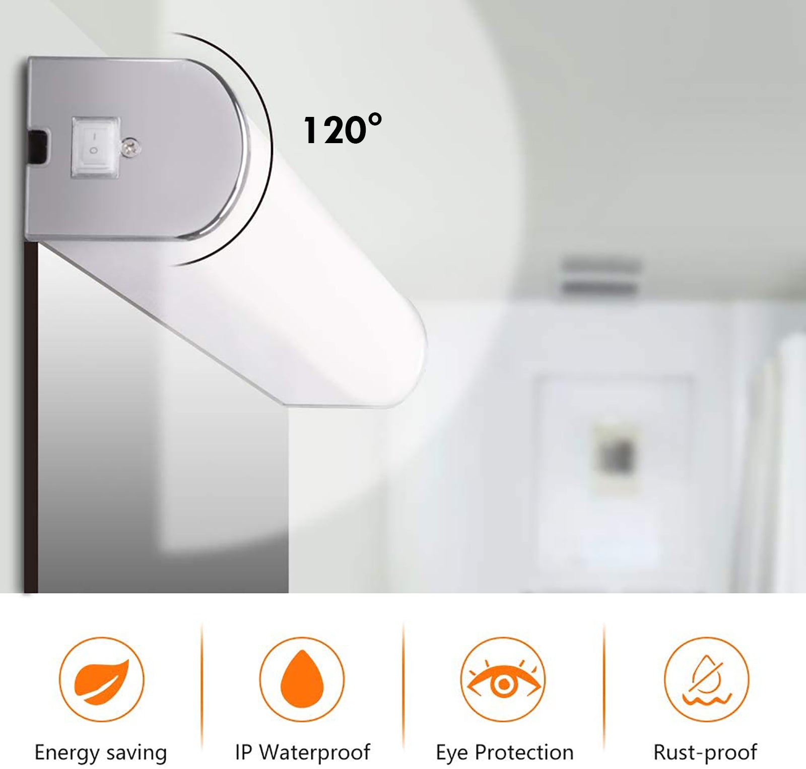 VISTA Lampada applique specchio LED 15W 1200Lm 60cm con Interruttore bagno armadio oparete luce neutra 4000K 230V