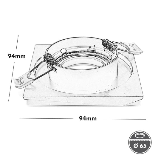 Portafaretto moderno incasso quadrato cartongesso foro 65mm luce soffitto supporto lampade GU10 GU5.3 colore bianco