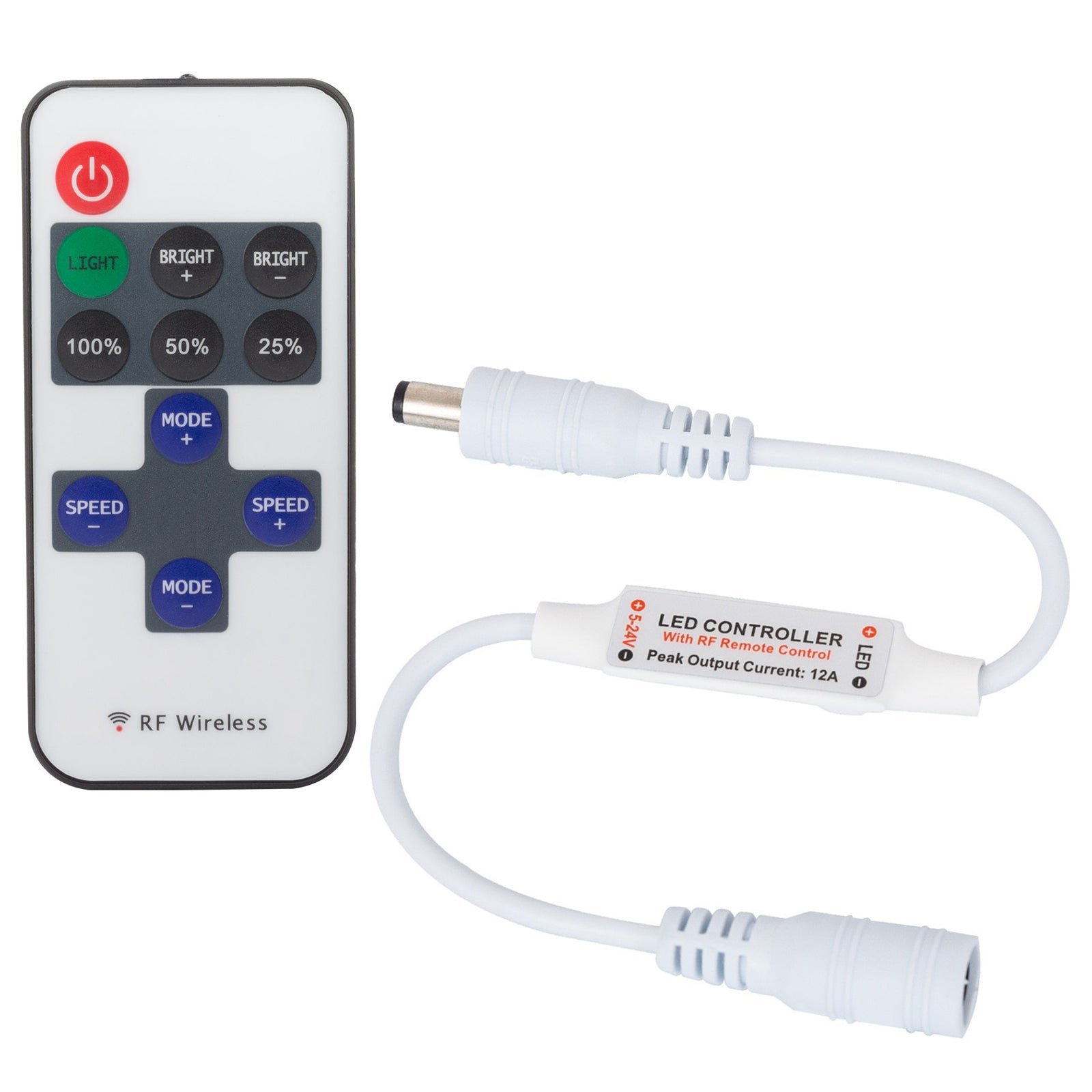 Centralina dimmer controller 12V 24V 6A telecomando RF 8 effetti strip strisce LED