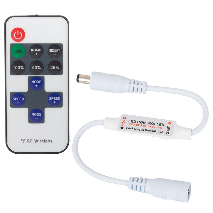Centralina dimmer controller 12V 24V 6A telecomando RF 8 effetti strip strisce LED