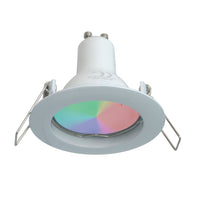 Faretto LED 6W multicolore incasso 6cm tondo bianco silver  GU10 effetti luce colorata 230V LUCE RGBW 6000K BIANCO