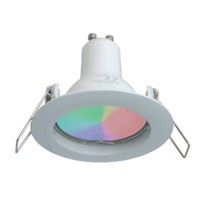 Faretto LED 6W multicolore incasso 6cm tondo bianco silver  GU10 effetti luce colorata 230V LUCE RGBW 6000K BIANCO