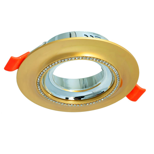 Faretto tondo LED incasso foro 75mm cornice brillantini luce colorata 230V barpizzerie COLORE ORO LUCE RGBW + 3000K