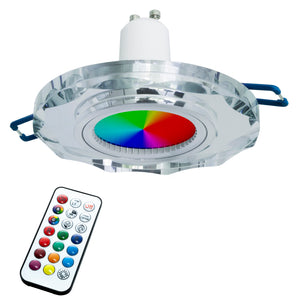 Faretto tondo LED GU10 multicolore effetto vetro specchiato incasso 6cm 230V cromoterapia LUCE RGBW+6000K