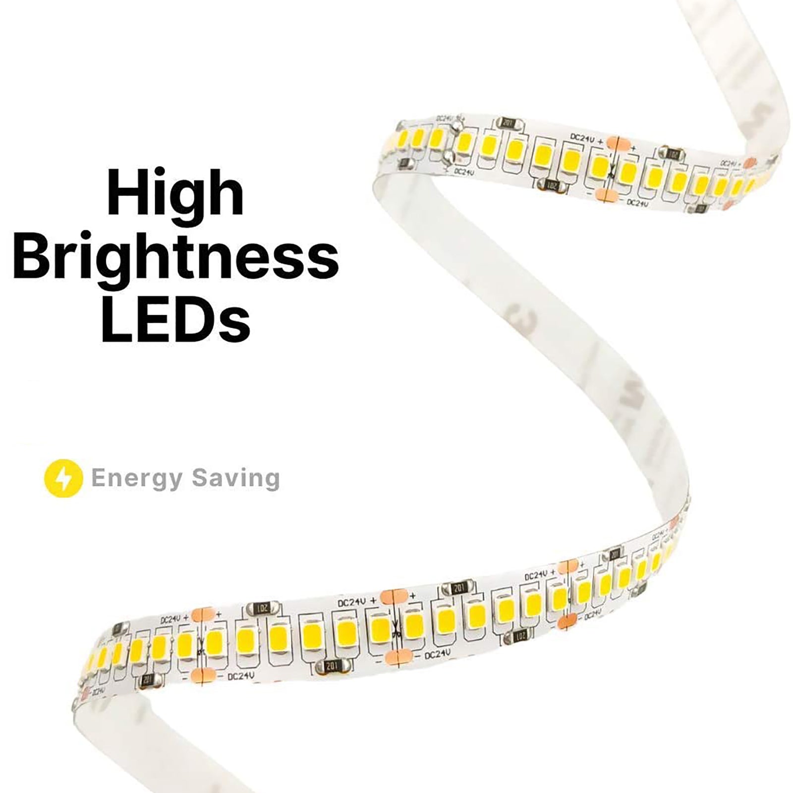 Striscia 1200 LED 2835 strip adesiva 24V bobina 5 metri 90W alta resa luminosa 8100 lumen bassa consumo 3000K