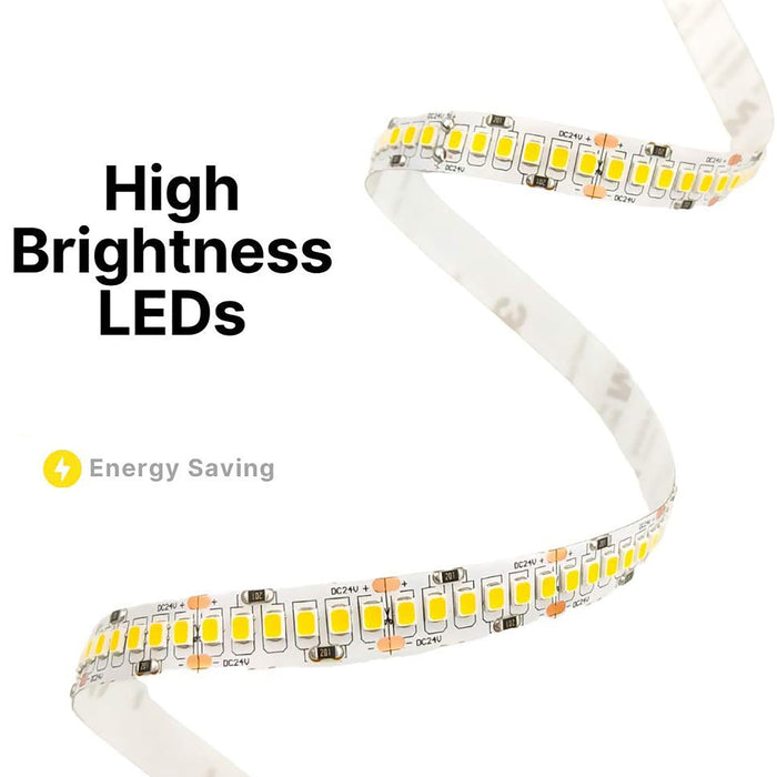 Striscia 1200 LED 2835 strip adesiva 24V bobina 5 metri 90W alta resa luminosa 8100 lumen bassa consumo 3000K