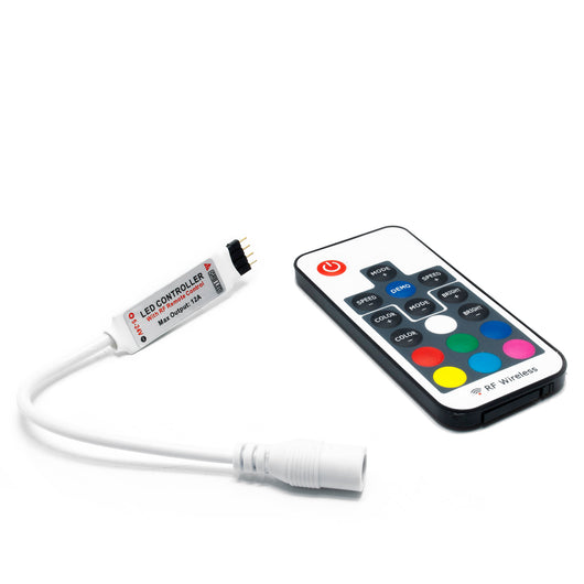 Centralina mini controller dimmer RGB 12V 24V 6A effetti luce colorata per strip strisce LED con telecomando RF