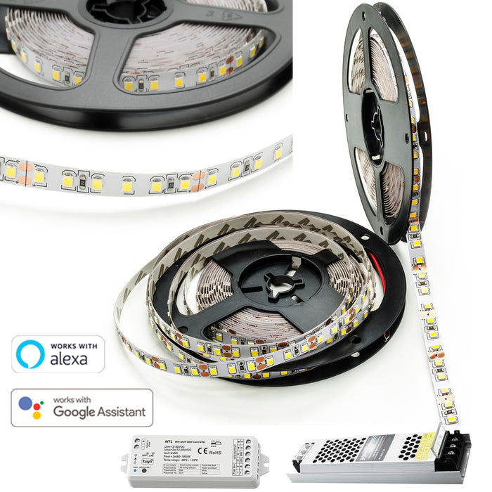 KIT striscia LED 90W SMART centralina dimmer alimentatore 12V WiFi alta luminosita controllo Alexa Google LUCE 6000K