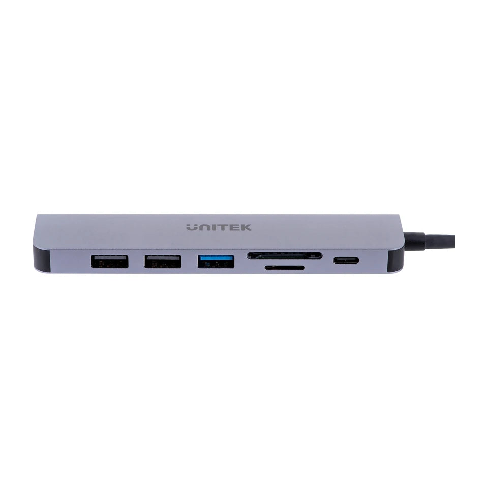 UNITEK HUB USB-C H1118A; USB-A x3, USB-C, HDMI, SD, microSD