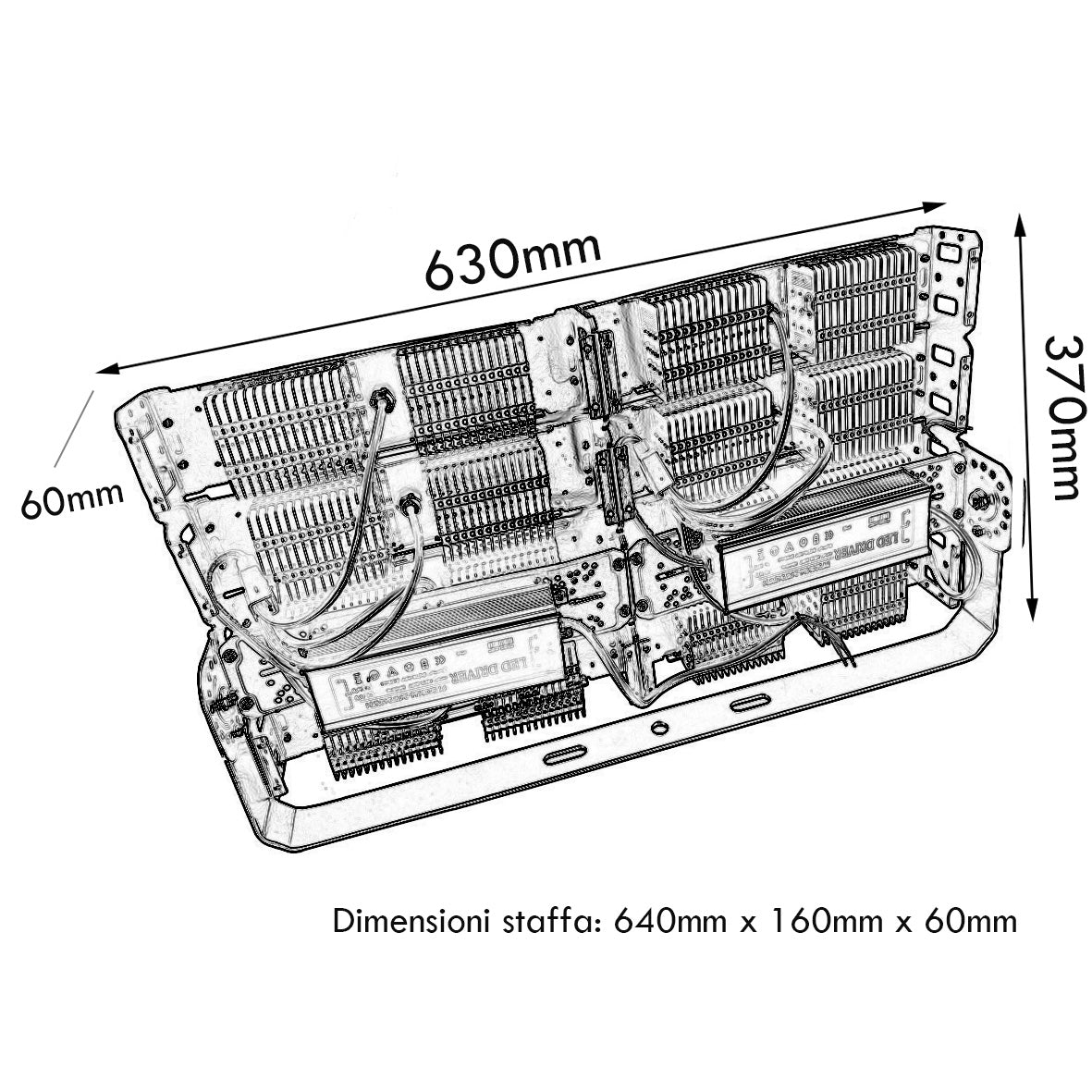 Faro proiettore staffa LED 400W esterno IP65 luci stadio campi calcio galleria capannoni alta potenza 40000 lumen 230V