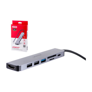 UNITEK HUB USB-C H1118A; USB-A x3, USB-C, HDMI, SD, microSD