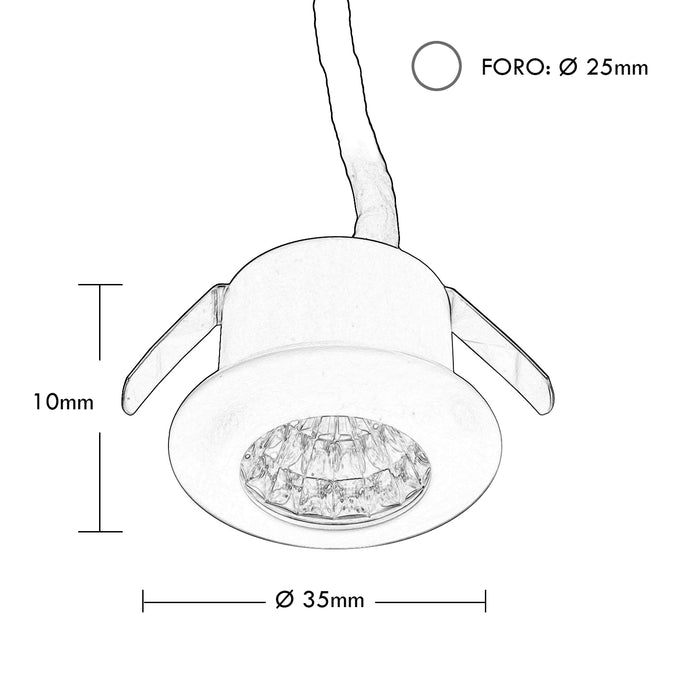Set 10 PCS Mini faretto LED RGB SPOT incasso 25mm 2W 24V centralina smart WiFi Alexa Google alimentatore LUCE RGBW+3000K