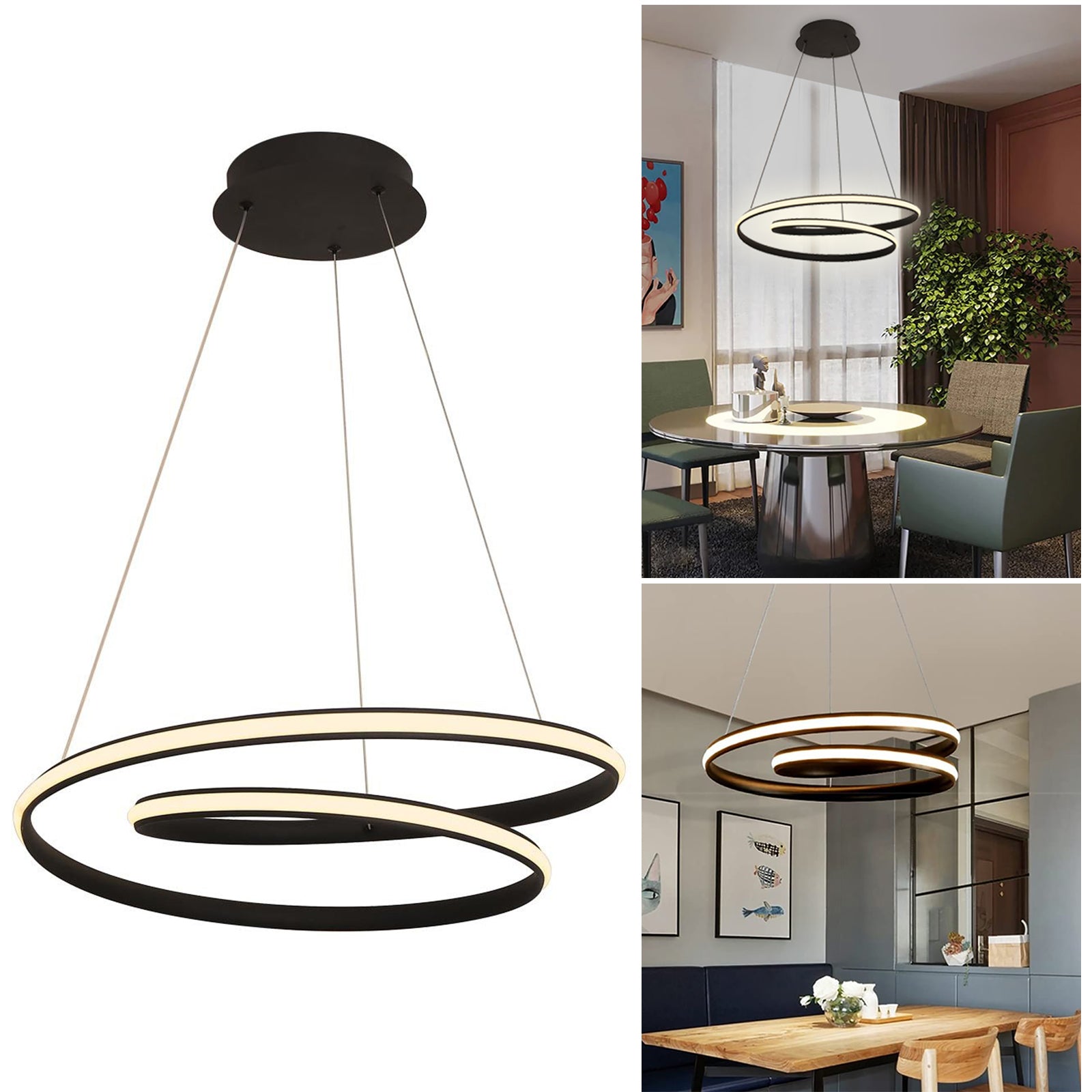 FEEL Lampadario pendente LED 43W cerchio nero stilizzato moderno luce 4000K sospensione anello soggiorno cucina 230V