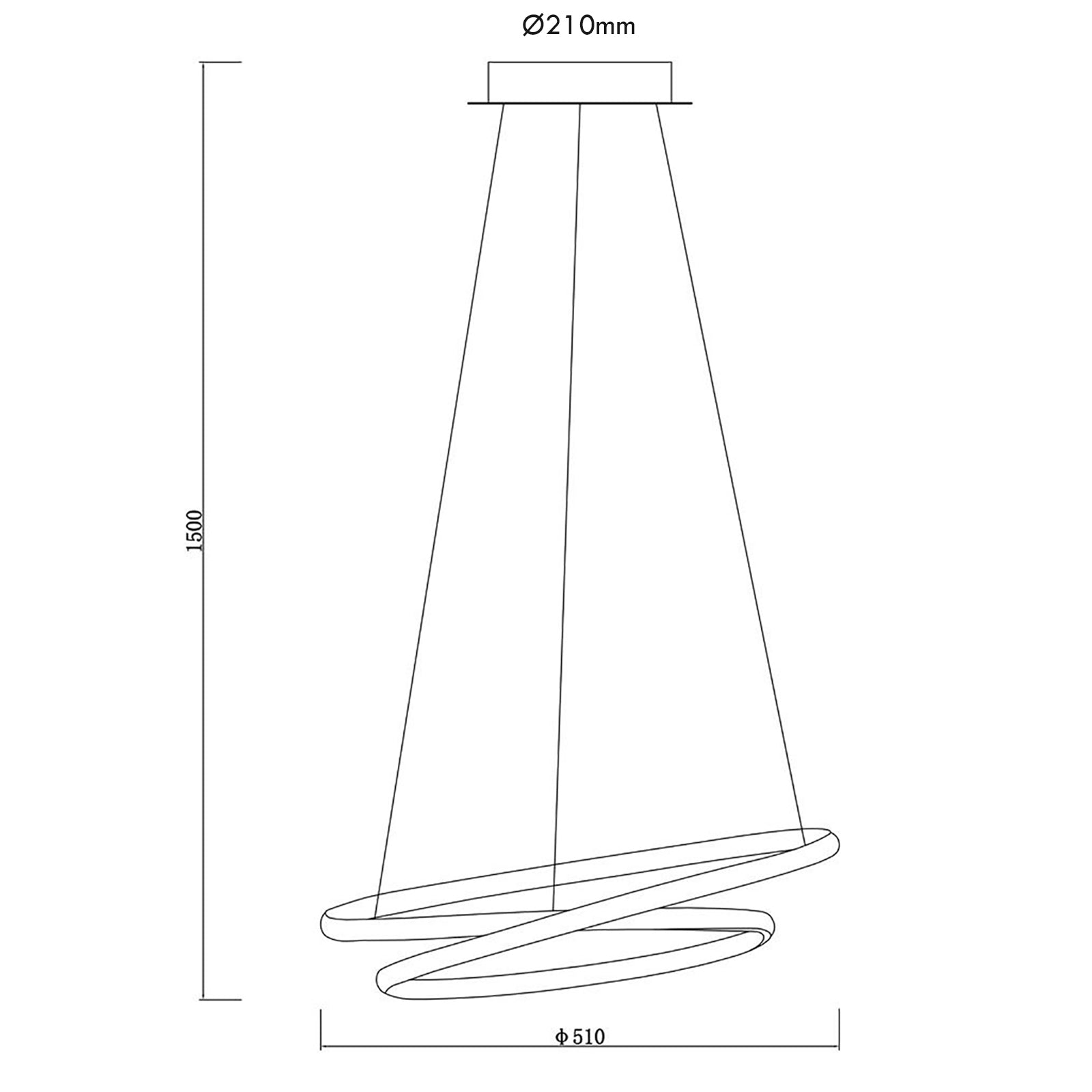 FEEL Lampadario pendente LED 43W cerchio nero stilizzato moderno luce 4000K sospensione anello soggiorno cucina 230V
