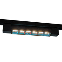 Faretto binario track monofase barra 6 LED 12W resa 144W luce orientabile spot interni negozio 230V NERO LUCE 6000K