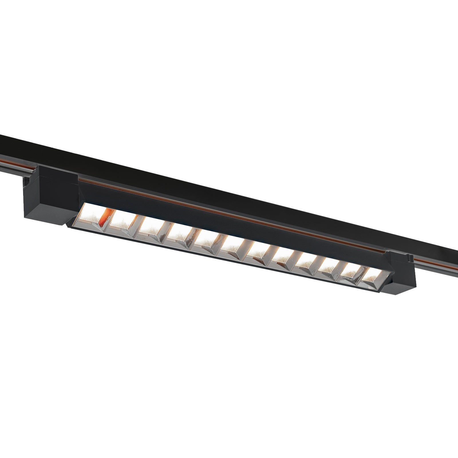 Faretto binario track monofase barra 12 LED 26W resa 312W luce spot orientabile interni negozio 230V NERO LUCE 3000K
