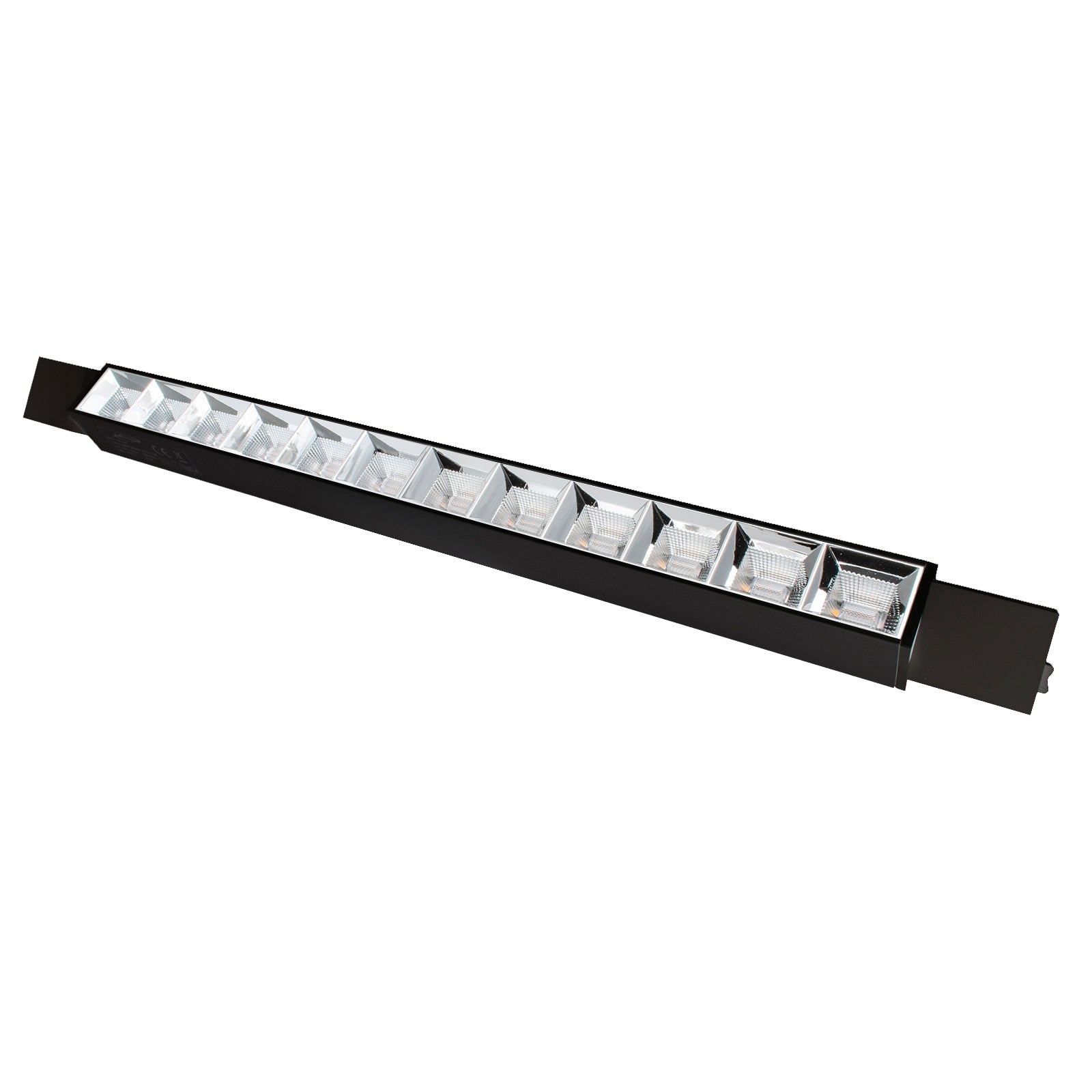 Faretto binario track monofase barra 12 LED 26W resa 312W luce spot orientabile interni negozio 230V NERO LUCE 3000K