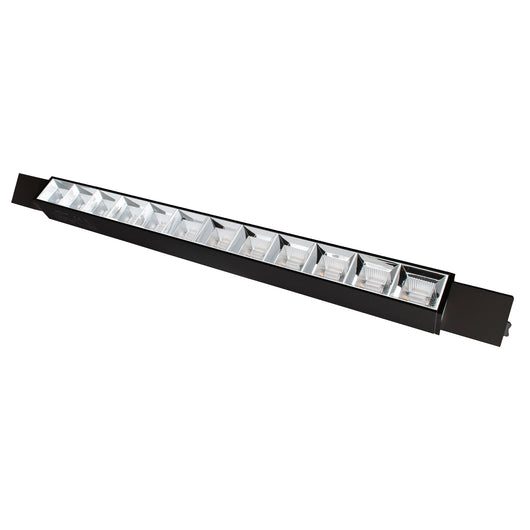 Faretto binario track monofase barra 12 LED 26W resa 312W luce spot orientabile interni negozio 230V NERO LUCE 6000K