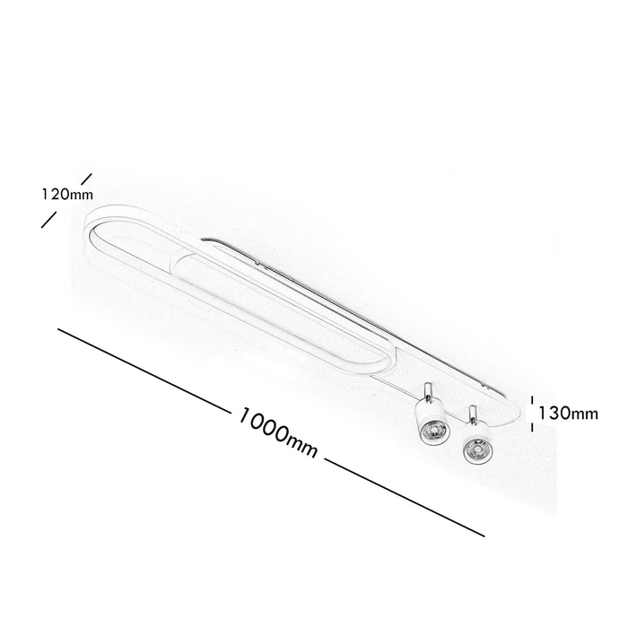 Plafoniera moderna LED 50W luce indiretta lampada soffitto 2 faretti SPOT orientabili GU10 4000lm 230V 100cm LUCE 6500K