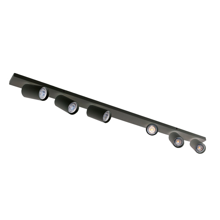 Plafoniera rettangolare LED 6 faretti spot orientabile lampade GU10 luci soffitto muro parete ufficio 230V colore nero