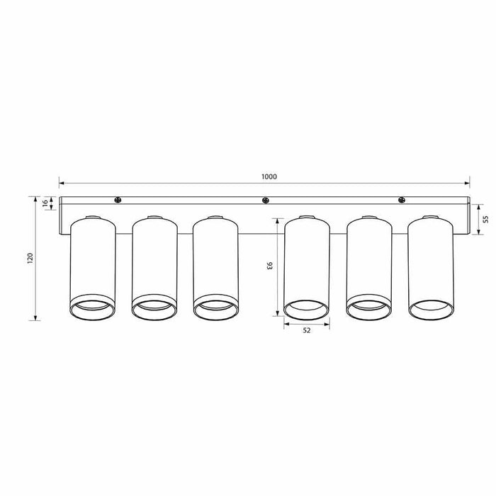 Plafoniera rettangolare LED 6 faretti spot orientabile lampade GU10 luci soffitto muro parete ufficio 230V colore nero