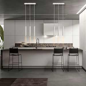 Lampada sospensione lampadario 3 luci LED 15W pendente cilindro luce 3000K tavolo bar ristorante RA90 230V BIANCO