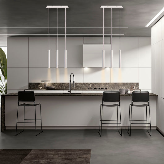 Lampada sospensione lampadario 3 luci LED 15W pendente cilindro luce 3000K tavolo bar ristorante RA90 230V BIANCO